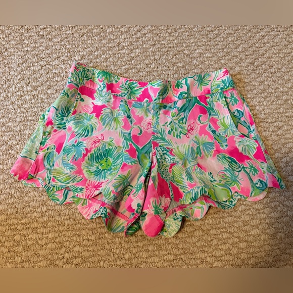 Lilly Pulitzer Dahlia Pink and Green Floral Shorts - Picture 3 of 11
